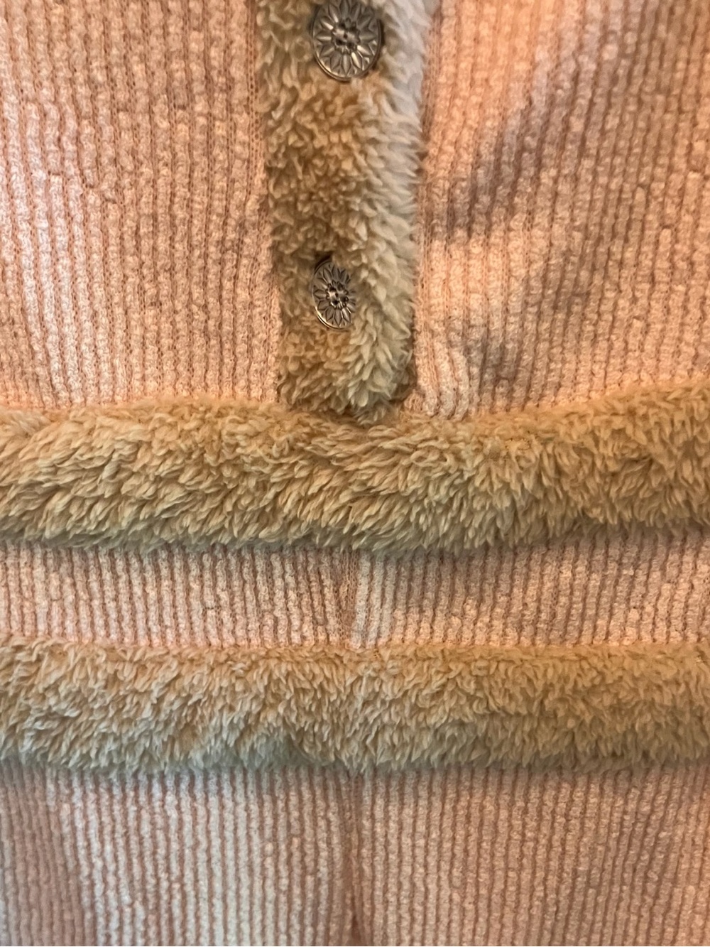 POL Cozy Peach & Tan Sherpa Pullover Sweatshirt with Leopard Accents NWOT SIZE M - Picture 5 of 8